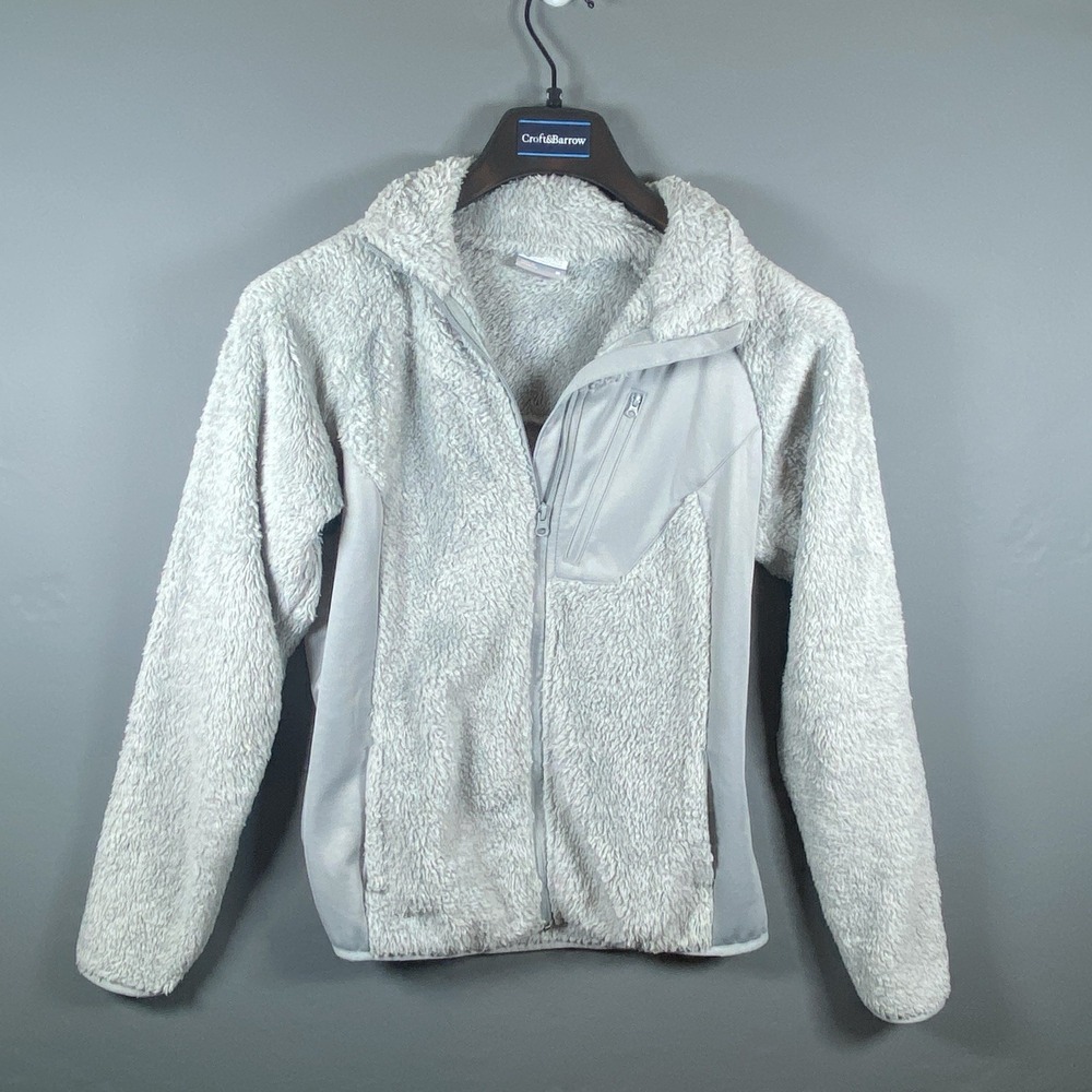 Columbia Jacket Women's Medium Grey Fleece Full Zip Warm Cozy Nature Hiking